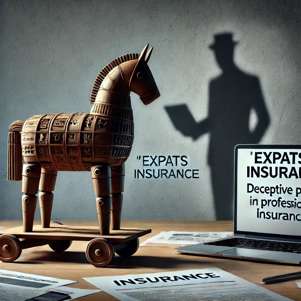 DALL-E 2025-01-24 18.20.25 - A visually striking representation of a Trojan horse symbolizing deceptive practices in the modern insurance industry. The Trojan horse is placed in a